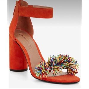 BCBGMAXAZRIA Misha Pom-Pom Ankle Strap Sandal